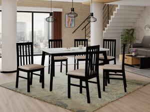Rozkladací stôl so 6 stoličkami AL16, Morenie: biela, Poťahové látky: 25x - Paros 2, Farby nožičiek: biela Mirjan24 5903211271250