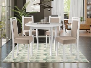 Jedálenský stôl so 4 stoličkami AL18, Morenie: biela, Poťahové látky: Kronos 7 Mirjan24 5903211240775