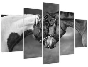 Obraz - Zamilované kone, čiernobiela (150x105 cm)