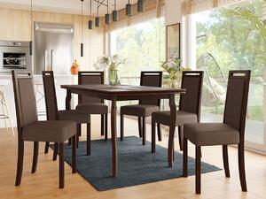 Rozkladací stôl so 6 stoličkami AL21, Morenie: orech, Poťahové látky: Hygge D20 Mirjan24 5903211266652