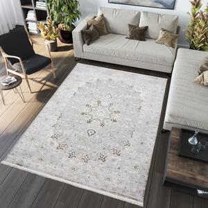 Svetlý bielo-sivý dizajnový vintage koberec so vzormi Šírka: 120 cm | Dĺžka: 170 cm