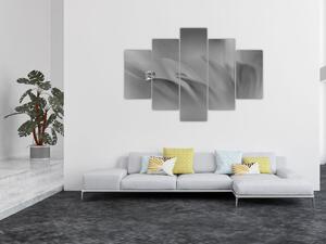 Obraz - Kvapka na kvete, čiernobiela (150x105 cm)