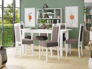 Rozkladací stôl so 6 stoličkami AL10, Morenie: biela, Poťahové látky: 25x - Paros 2 Mirjan24 5903211238338