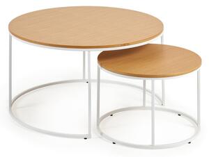 Okrúhle konferenčné stolíky v súprave 2 ks s doskou v dubovom dekore ø 80 cm Yona - Kave Home