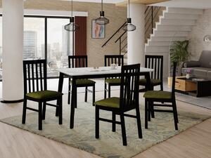 Rozkladací stôl so 6 stoličkami AL16, Morenie: biela, Poťahové látky: Kronos 7, Farby nožičiek: čierna Mirjan24 5903211239922