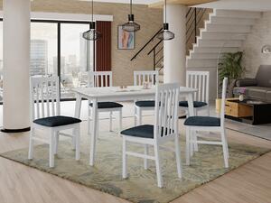 Rozkladací stôl so 6 stoličkami AL16, Morenie: biela, Poťahové látky: 26x - Kronos 22, Farby nožičiek: biela Mirjan24 5903211271267