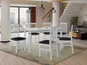 Rozkladací stôl so 6 stoličkami AL16, Morenie: biela, Poťahové látky: Kronos 7, Farby nožičiek: biela Mirjan24 5903211271243