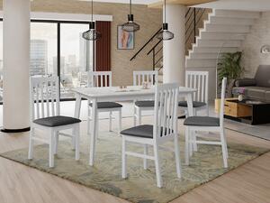 Rozkladací stôl so 6 stoličkami AL16, Morenie: biela, Poťahové látky: Zetta 297, Farby nožičiek: sonoma Mirjan24 5903211271281