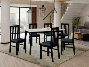 Rozkladací stôl so 6 stoličkami AL16, Morenie: biela, Poťahové látky: Zetta 300, Farby nožičiek: čierna Mirjan24 5903211269127