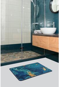 Modrá/v zlatej farbe kúpeľňová predložka 60x40 cm Marbling - Foutastic