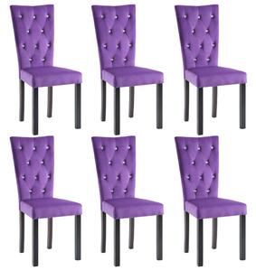 Jedálenské stoličky 6 ks, fialové, zamat