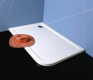 Polysan, RENA L sprchová vanička z liateho mramoru, štvrťkruh 100x80x4cm, R550, ľavá, bie, 75511