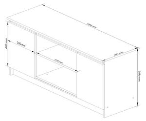 Stolík pod TV RTV 120 2D 1P biely, lesk