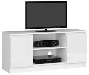 Stolík pod TV RTV 120 2D 1P biely, lesk