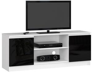 Stolík pod TV RTV 140 2D 1P biely / čierny, lesk