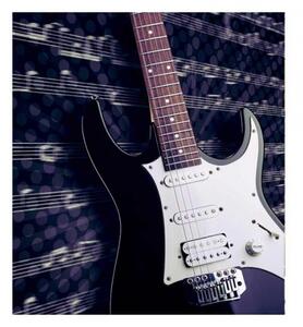 DIMEX | Vliesová fototapeta na stenu Elektrická gitara MS-3-0304 | 225 x 250 cm | fialová, biela, hnedá