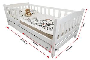 Wilsondo Detská posteľ so zábranou Oľga 2 - biela Rozmer: 180x80