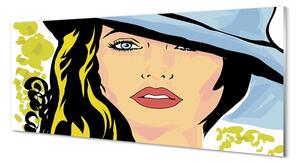 Obraz na skle žena klobúk 120x60 cm 2 Prívesky