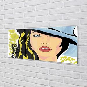 Obraz na skle žena klobúk 120x60 cm 2 Prívesky