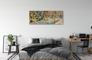 Obraz na skle Art abstraktné mestský trh 140x70 cm 2 Prívesky