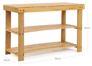 Bambusová lavička s priestorom na topánky, prírodné drevo