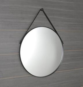Sapho, ORBITER zrkadlo guľaté s koženým popruhom, o 70cm, čierna mat, ORT070
