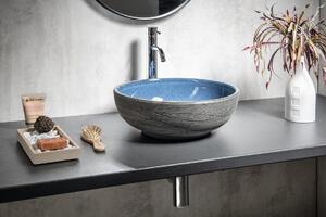 Sapho, PRIORI keramické umývadlo na dosku Ø 41cm, čierná s modrým vzorom, PI034