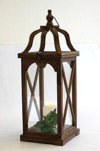 Hnedý drevený lampáš 62cm