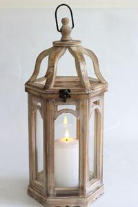 Bledohnedý lampáš drevený 45cm