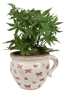 Béžový antik obal na kvetináč s motýlikmi Butterfly Paradise S - Ø 13*12 cm... - Clayre & Eef