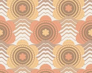 A.S. Création | Vliesová tapeta na stenu Retro Chic 39539-3 | 0,53 x 8,5 m | krémová, hnedá, oranžová, okrová, viacfarebná