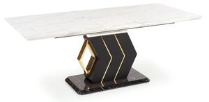 Rozkladací jedálenský stôl BERNARDO, 160-200x89x78, biela/čierna