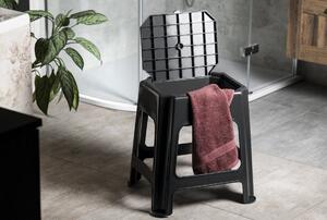 Erga príslušenstvo, kúpeľňová stolička s úložným priestorom 420x365x425 mm, čierna, ERG-08044