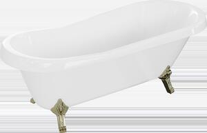 Mexen Retro, voľne stojaca vaňa 170 x 75 cm, biela, zlaté nohy, 53251707500-50
