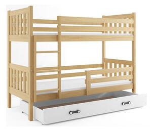 Detská poschodová posteľ CARINO s úložným priestorom 80x160 cm - borovica Biela