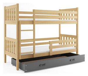 Detská poschodová posteľ CARINO s úložným priestorom 80x160 cm - borovica Šedá