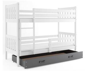 Detská poschodová posteľ CARINO s úložným priestorom 80x160 cm - biela Šedá