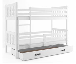 Detská poschodová posteľ CARINO s úložným priestorom 80x160 cm - biela Biela