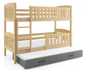 Detská poschodová posteľ KUBUS s výsuvnou posteľou 80x190 cm - borovica Sivá