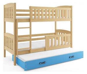 Detská poschodová posteľ KUBUS s výsuvnou posteľou 90x200 cm - borovica Zelená