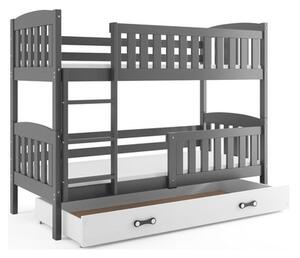 Detská poschodová posteľ KUBUS s úložným priestorom 80x190 cm - grafit Biela