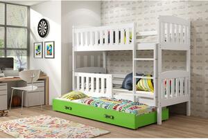 Detská poschodová posteľ KUBUS s výsuvnou posteľou 80x190 cm - biela Ružová