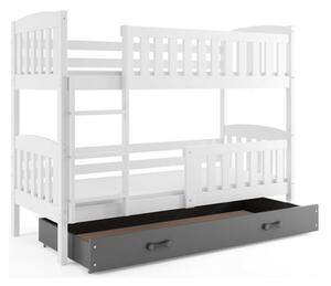 Detská poschodová posteľ KUBUS s úložným priestorom 90x200 cm - biela Sivá