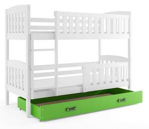 Detská poschodová posteľ KUBUS s úložným priestorom 90x200 cm - biela Zelená