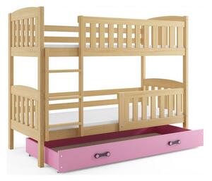 Detská poschodová posteľ KUBUS s úložným priestorom 80x190 cm - borovica Sivá