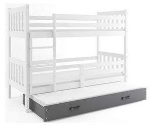 Detská posteľ CARINO s výsuvnou posteľou 80x190 cm - biela Šedá