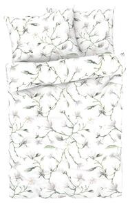 LIVARNO home Posteľná bielizeň z bavlneného saténu, 200 x 220 cm, 70 x 90 cm (kvety/biela) (100361931)