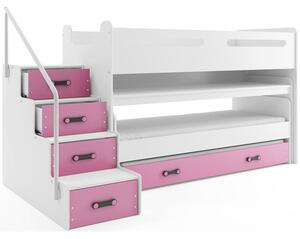 Detská poschodová posteľ s výsuvnou posteľou MAX I 80x200 cm - biela Sivá