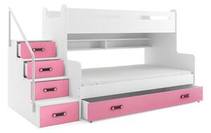 Detská poschodová posteľ MAX III s úložným priestorom 80x200 cm - biela Biela