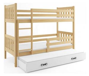 Detská posteľ CARINO s výsuvnou posteľou 80x190 cm - borovica Biela